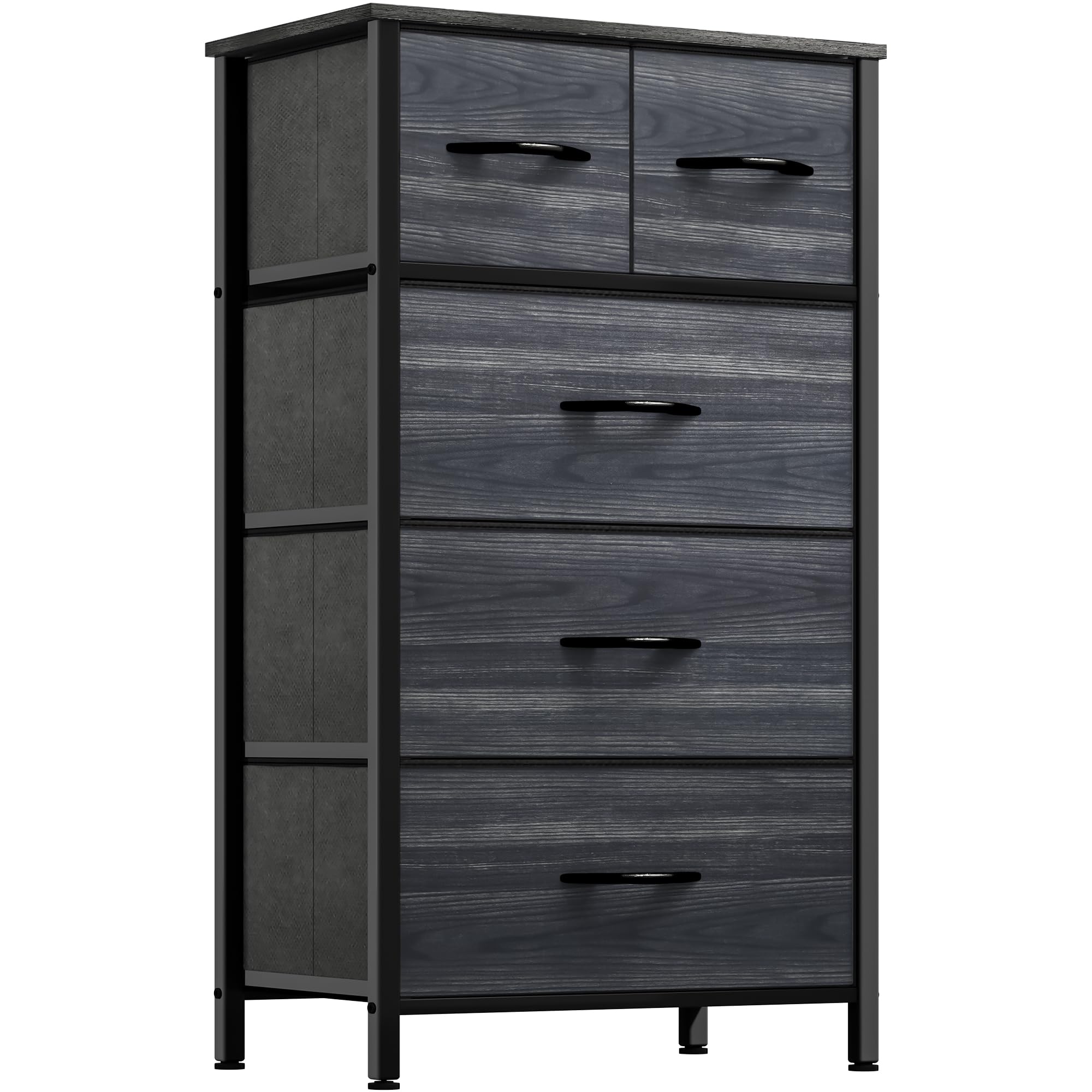 YITAHOMEFabric Dresser with 5 Drawers - Storage Tower with Large Capacity, Organizer Unit for Bedroom, Living Room & Closets - Sturdy Steel Frame, Wooden Top & Easy Pull Fabric Bins