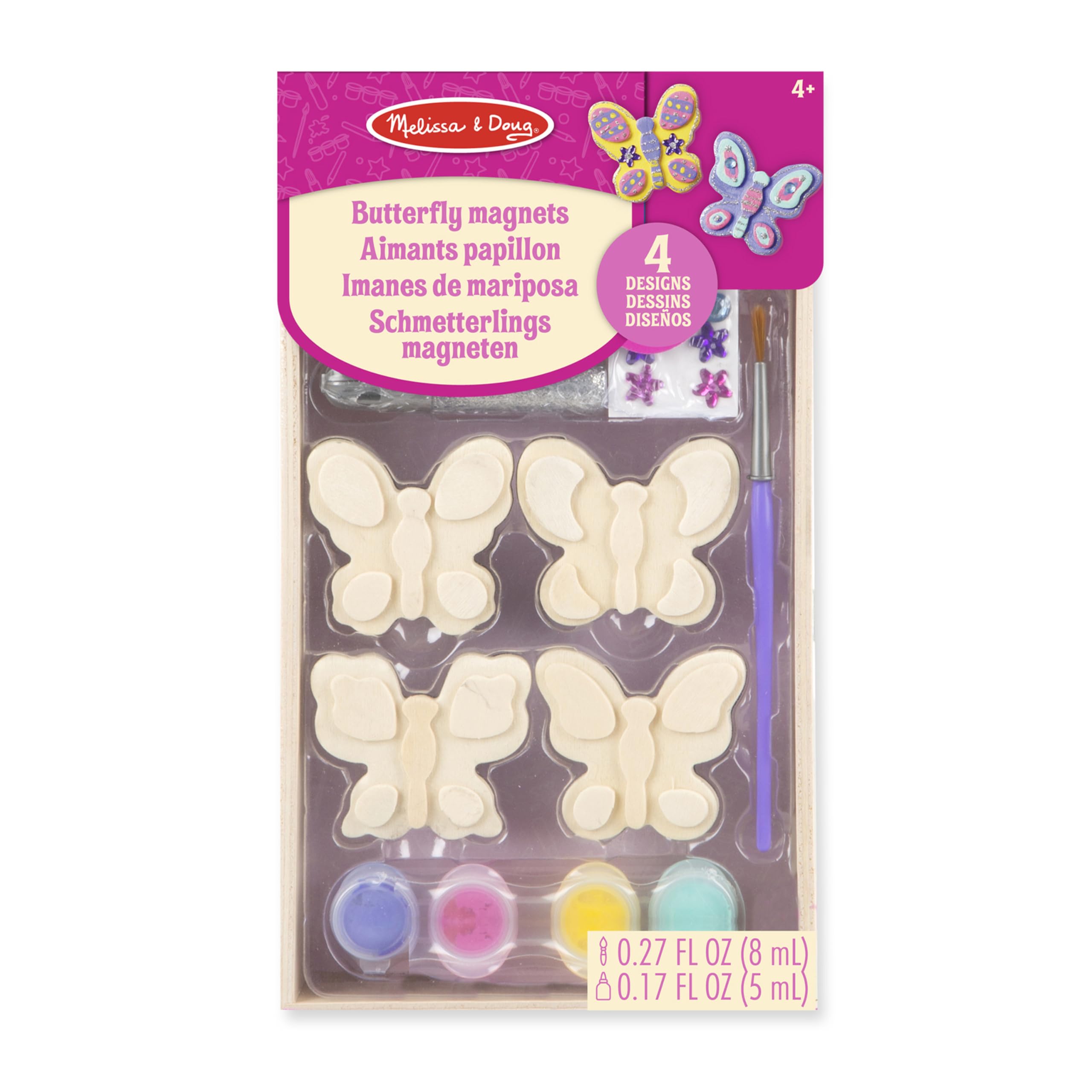 Melissa & Doug 19515 - Decora da Te: Magneti di Legno a Forma di Farfalla