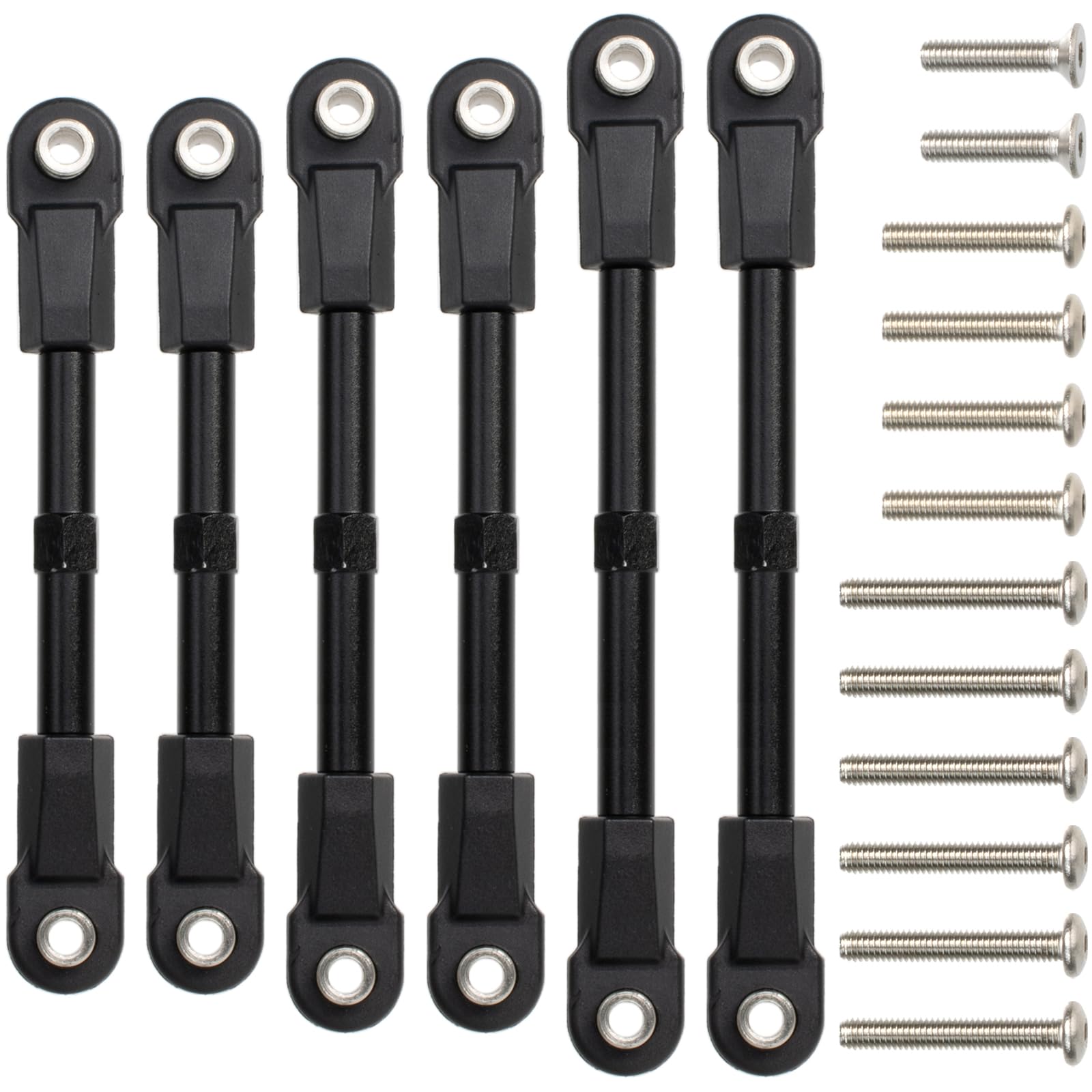HobbyMarking 6Pcs Adjustable Aluminum Turnbuckles Camber Links Set for Traxxas Slash 4X4 2WD / Rustler/Stampede/Hoss/Bandit 1/10 RC Short Course