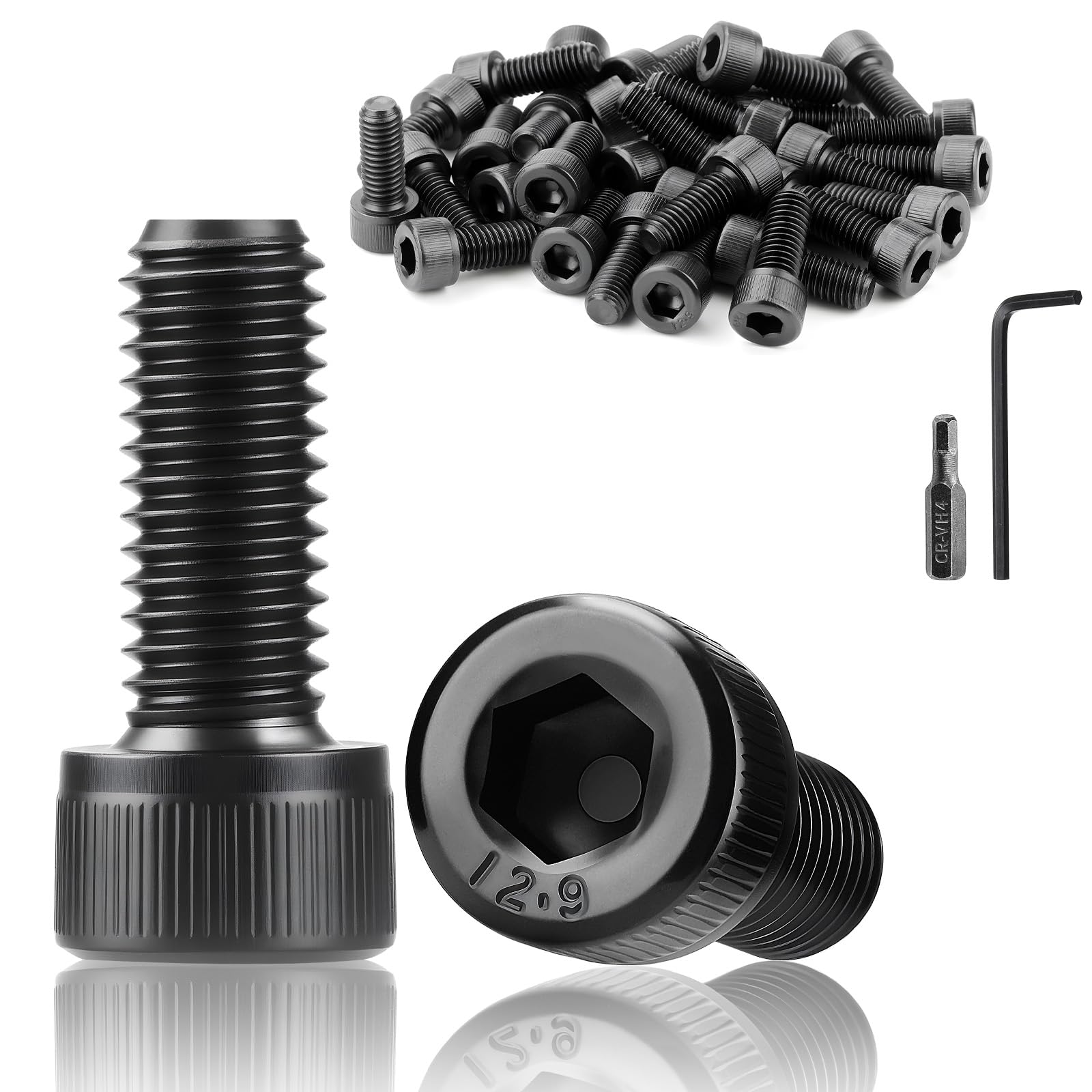TXXATX 60 Pcs M3x16 mm Hex Socket Head Cap Screws Bolts DIN 912 Cylinder Socket Screws Black Carbon Steel Allen Socket Drive Bolts Full Threads for Furniture Repair — image 1