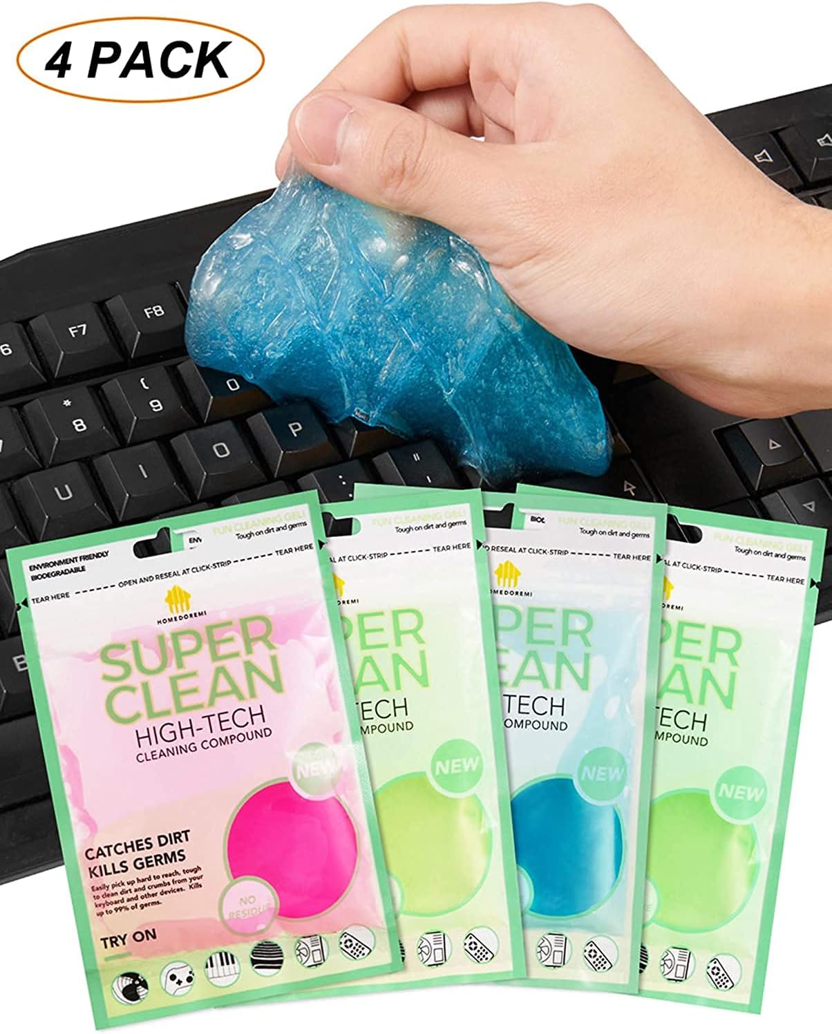 FiveJoy Car Cleaning Gels, 4-Pack Universal Auto Detailing Tools Car Interior Cleaner Putty, Dust Cleaning Mud for PC Tablet Laptop Keyboard, Air Vents, Camera, Printers, Calculator - 320g(3Ounce/pcs): Automotive