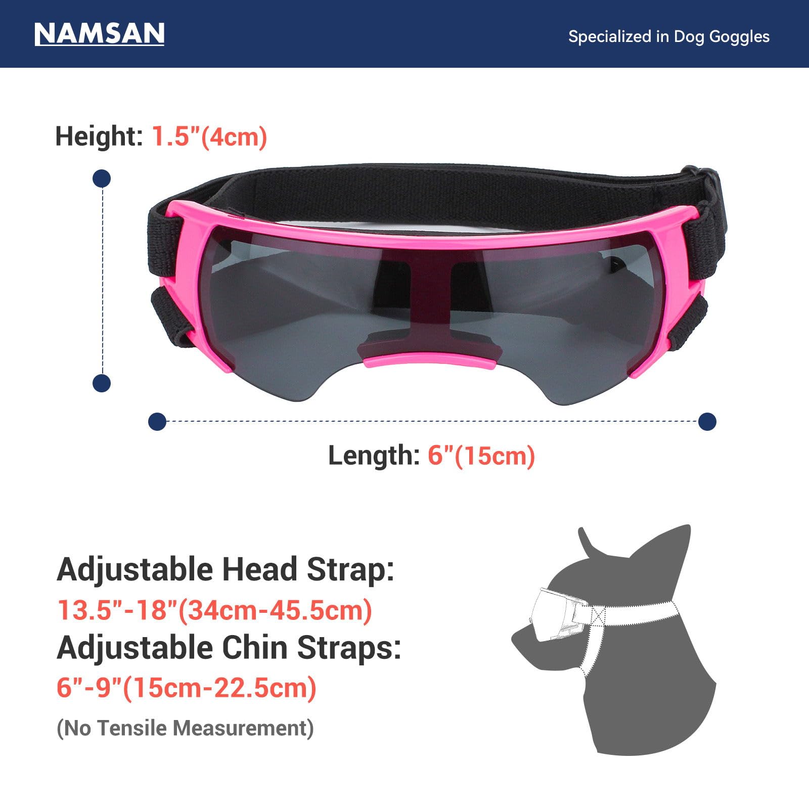 NAMSAN Occhiali da sole per cani di piccola taglia, occhiali protettivi per cani di piccola taglia, antivento, impermeabili, con elastico regolabile, rosa