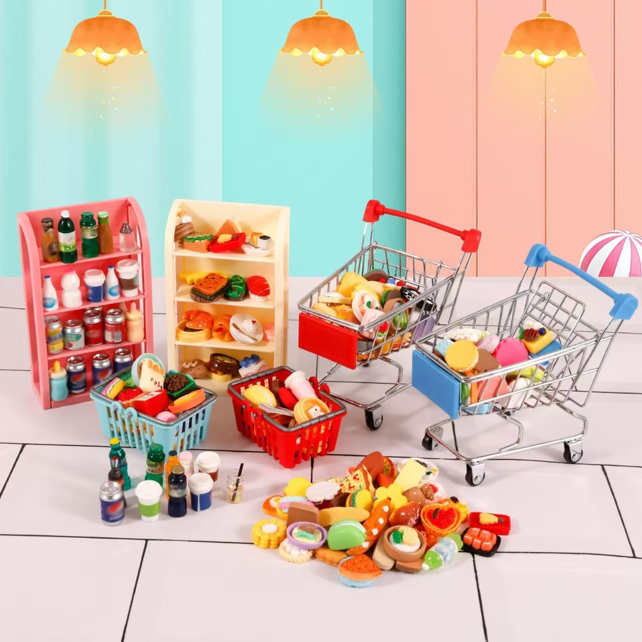 136 Pcs Mini Shopping Cart Basket Miniature Food Bhutan Ubuy