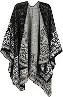 Vista 80 de Poncho chal para mujer, suéteres suaves y cálidos para mujer, parte delantera abierta, poncho de viaje para otoño, invierno y primavera