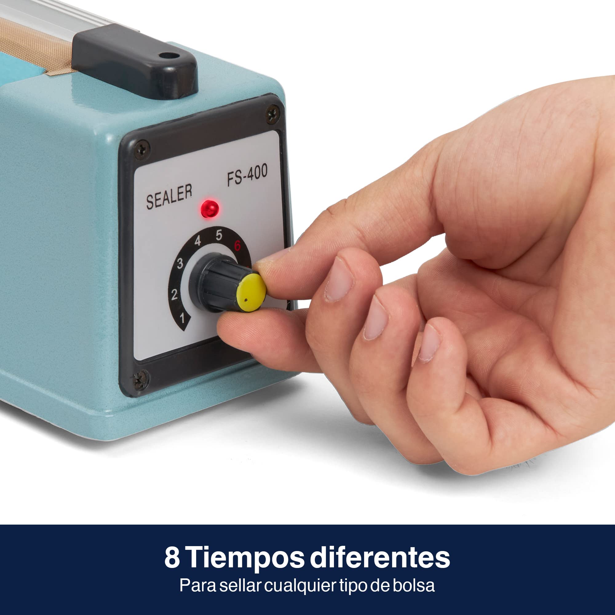 Precifilm Sellador de Bolsas de Plástico - Máquina Selladora Térmica Profesional con Cortador para Sellado de Bolsas de Plástico y Envasado de Alimentos - Selladora de Bolsas Portátil (40 cm)
