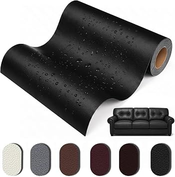Leather Repair Kit, 24 x 54 Inch Self-Adhesive Faux Leather, Faux Leather Patches, Leather Repair and Renovation for Sofa, Car Seats, Furniture, Handbags Black, 24 x 54 Inch