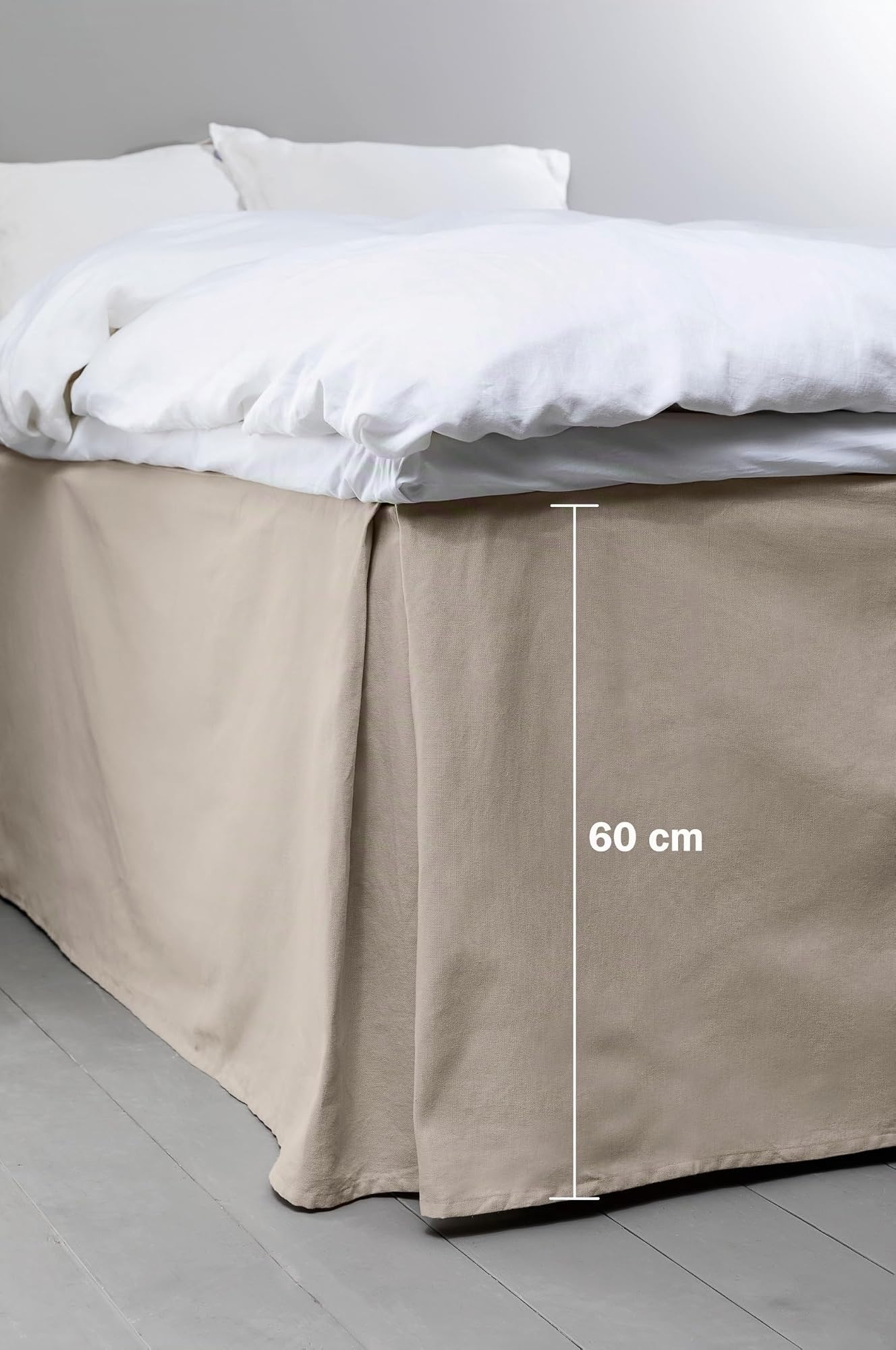 Jotex Colour Betthusse Bettrock 100% Bio-Baumwolle Höhe 60 cm Graubeige 160 x 200 cm