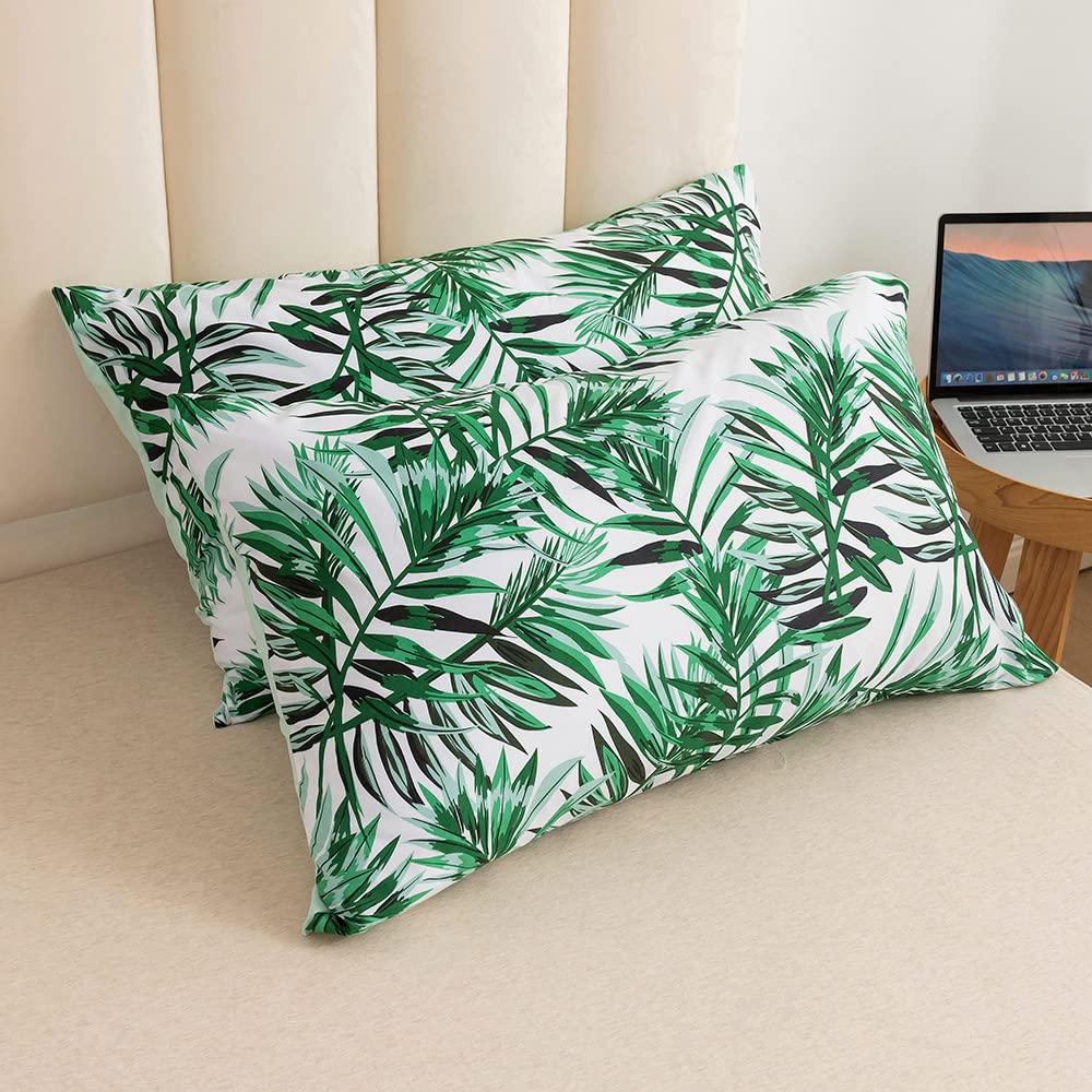 Oduo Set Biancheria da Letto Stampato Pianta Floreale Moderna, Copripiumino con Cerniera e Federe, Set Copripiumino Microfibra per Letto Singolo per Letto Matrimoniale (Monstera Verde,200x230cm