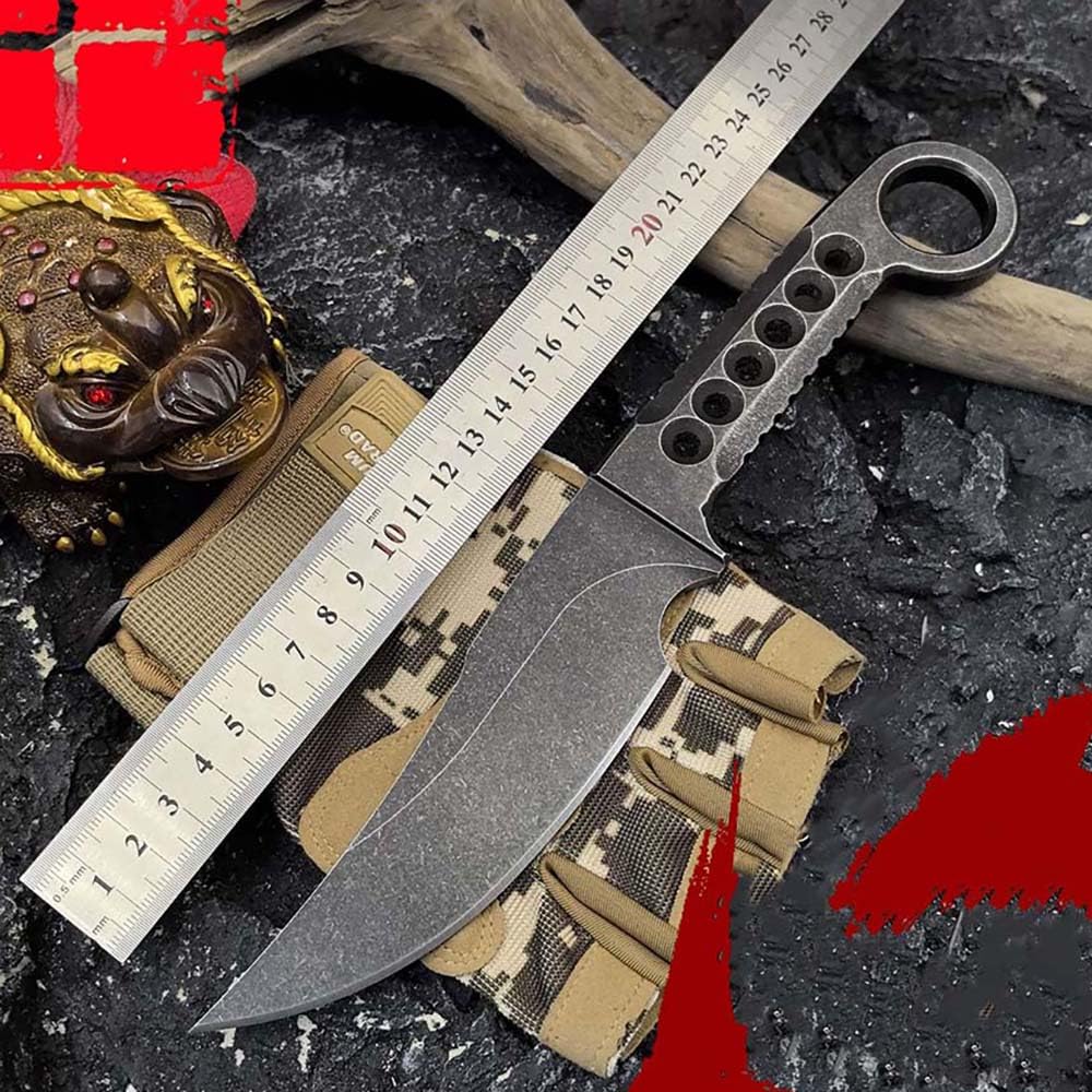 Festes Gegen Full Tang messer Edc Outdoor Jagdmesser Feststehende klinge tanto, gegen Einhandmesser, gerade scharfes stahl messer aus loch griffe, survival neck knife, Gürtelmesser mit Kydex scheide