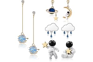 Astronaut, Moon & Star Stud Earrings