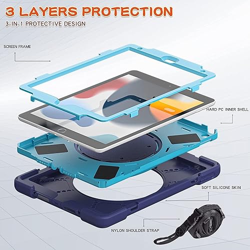 Vista 271 de Funda para iPad (A16) de 11 pulgadas 2025, Aslo para iPad 10 de 10.9 pulgadas 2022, funda resistente a prueba de golpes, soporte giratorio, soporte