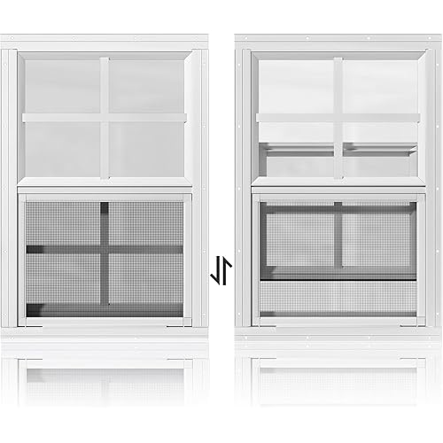 WRISIN 2 Pack Shed Windows 18" W x 27" H Flush Mount, White Household Windows for Playhouses, Barns, Chicken Coop