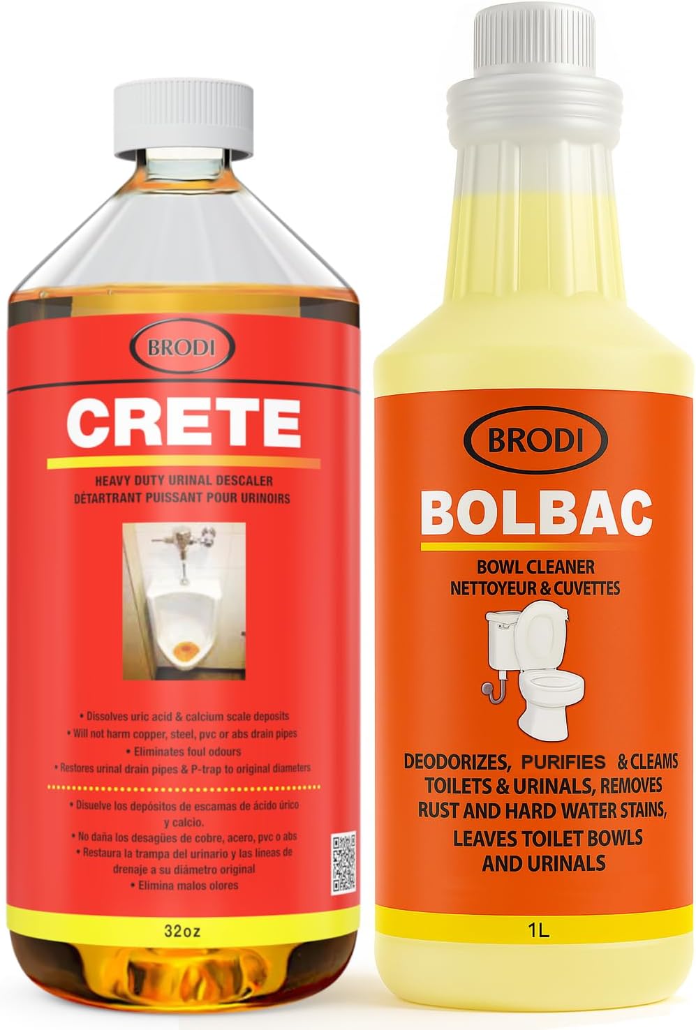Crete & Bolbac Restroom Maintenance Duo – Descaler + Heavy-Duty Toilet and Sink Cleaner