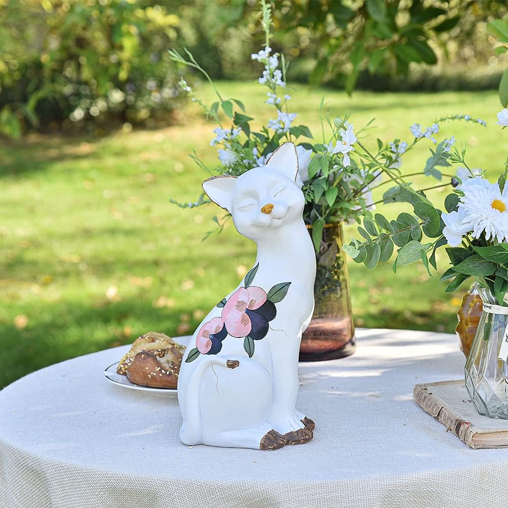 Sungmor Lovely Sitting Cat Garden Statue - Decorative Indoor Outdoor Landscaping Cat Statue Ornaments - Home Garden Yard Plant Stands Book Shelf Window Table Stairway Decoration - Image 5
