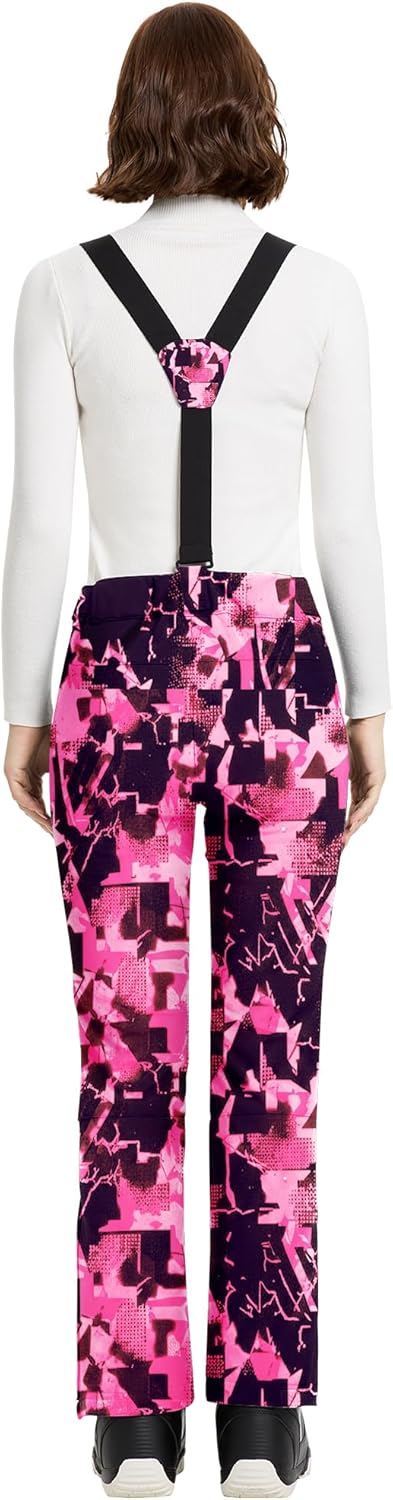 Outdoor Ventures Women's Ski Snow Bib Pants Warm Insulated Waterproof Snowboard Softshell Pants with Detachable Bib - Image 2