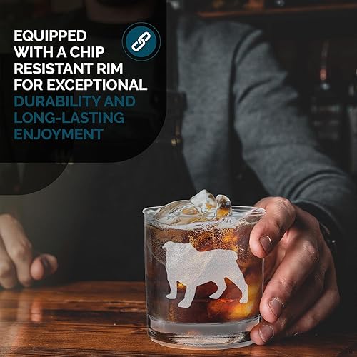 Miniatura 5 de shop4ever Vaso de whisky grabado de raza de perro Bulldog Inglés de 11 oz. Regalo para amantes de los perros