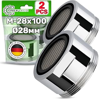 2 Piezas Aireador Grifo para Baño M-28x100 Diseñado para Ahorrar Agua - MADE IN GERMANY - Garantía de 5 Años - ONIX TECH