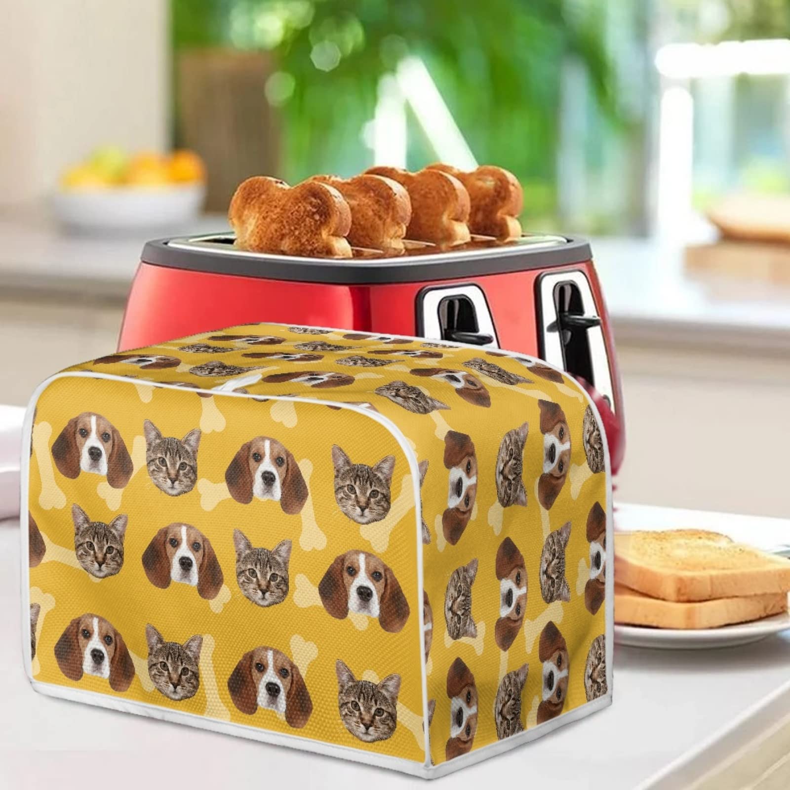 Kuiaobaty Couverture Imprimée Bouledogue Français Pour Grille-pain 2 Tranches, Motif Chien Mignon Floral Lavable Pour Appareils De Cuisine Avec Crochet, Protection Contre La Poussière