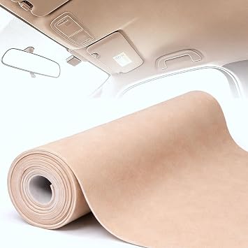 Suede Headliner Fabric 98" L 60" W with 3.5mm Foam Backing | Automotive Interior Roof Replacement Material for Car, SUV, Truck, RV Marine Interiors, Door Panels, Headliners DIY Beige