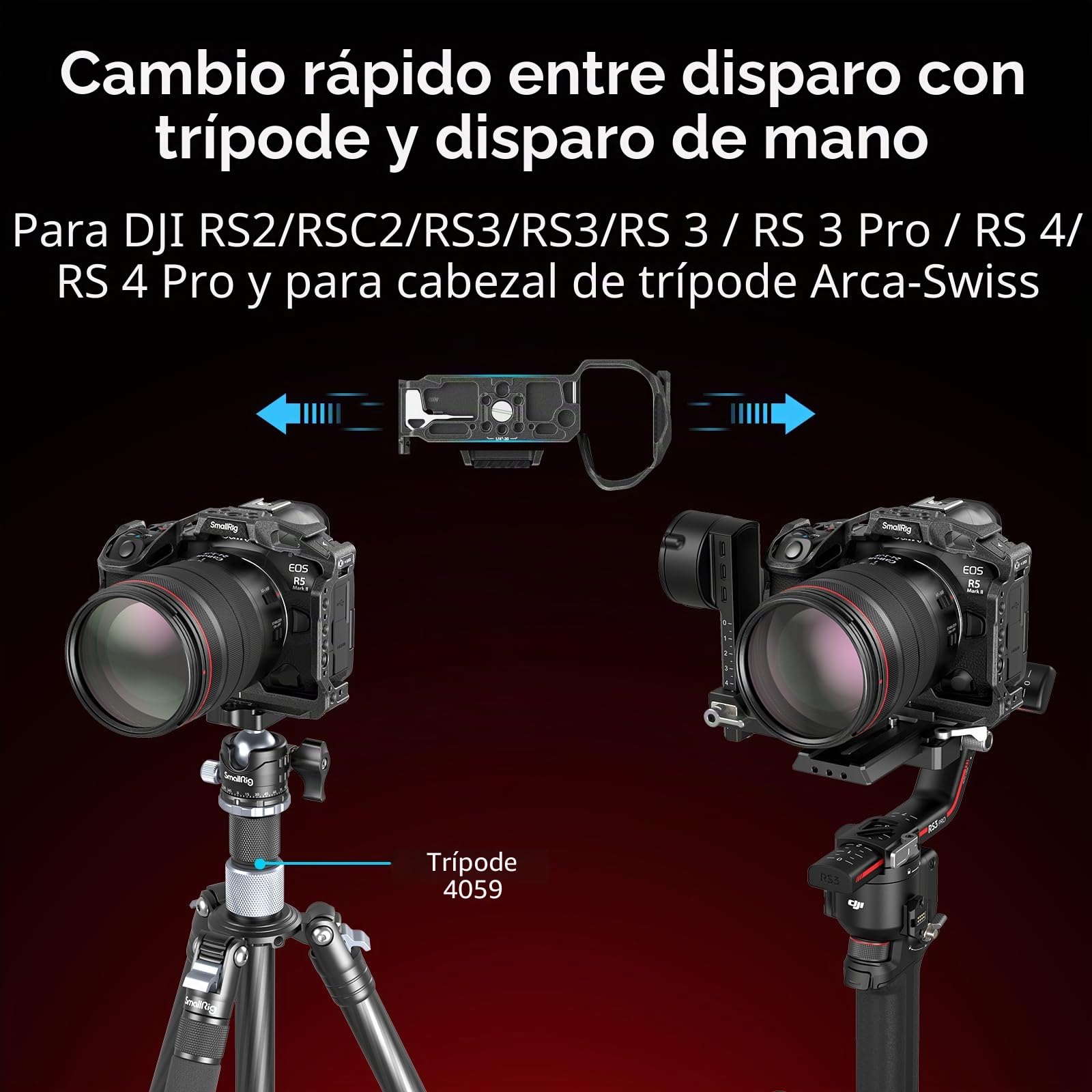 SMALLRIG Black Mamba Kit de Jaula para Cámara para Canon para EOS R5 Mark II con Asa Superior y Abrazadera de Cable Dedicada, Soporte para Cámara de Aleación de Aluminio - 4976