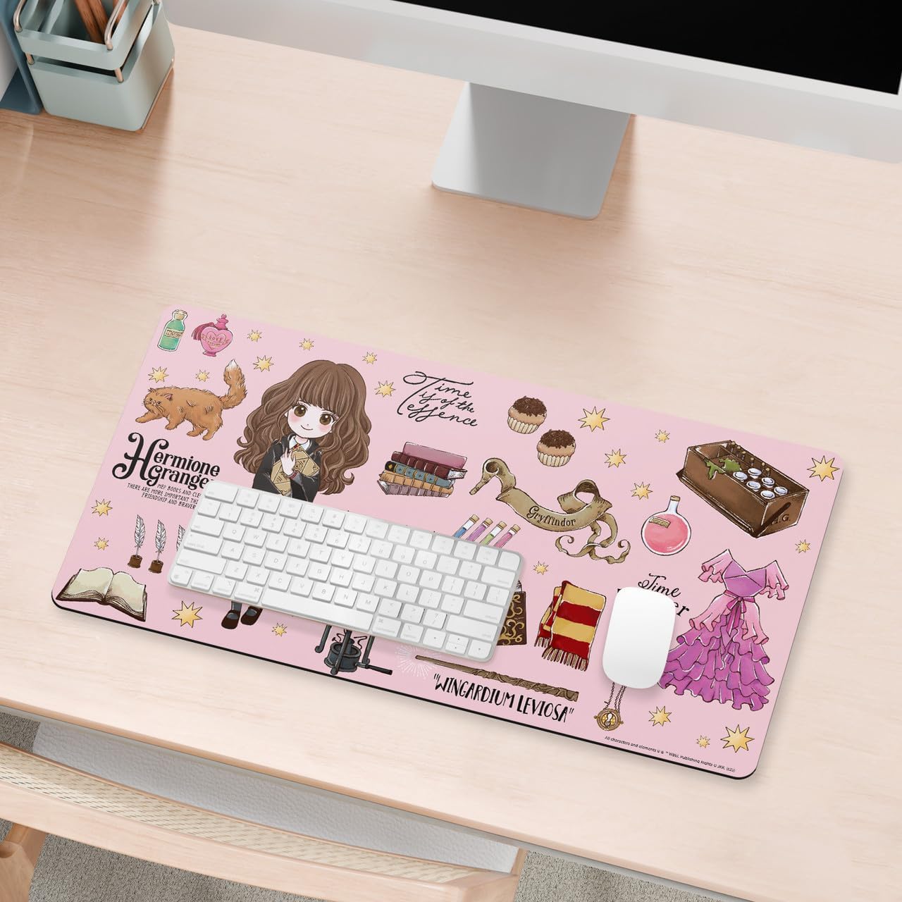 Head Case Designs Officially Licensed Harry Potter Hermione Pattern Graphics 23.62 x 11.81 x 0.12 inches (600 x 300 mm) - L Gaming Office Desk PC Keyboard Mouse Mat Pad