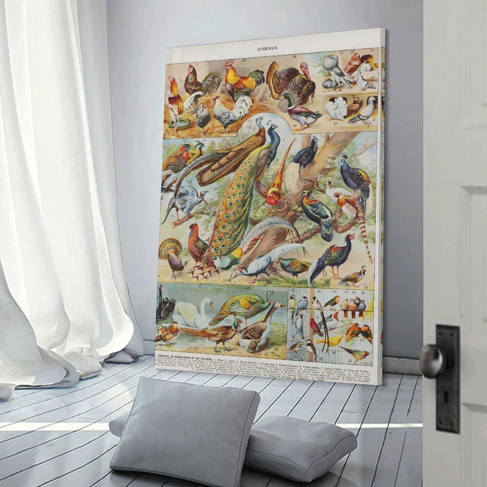 Junmoney Vintage Oiseaux Hanging Wall Art, 20x30inch(50x75cm), for Home Walls, Creative Rooms Or Shared Spaces, A Flexible Wall Accent for Shared Spaces