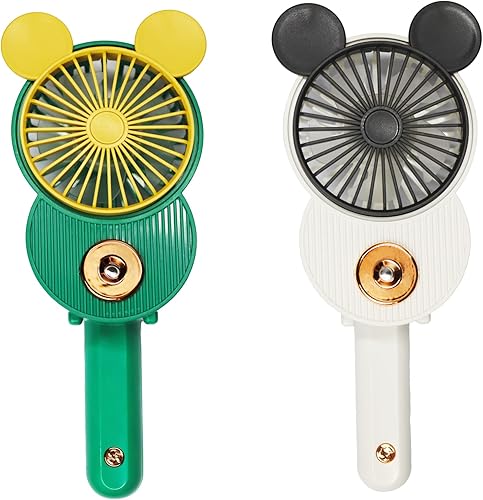 LACOVIA Mini ventilador de nebulización de ratón, ventilador recargable USB portátil de mano con 3 velocidades ajustables, plegable para viajar