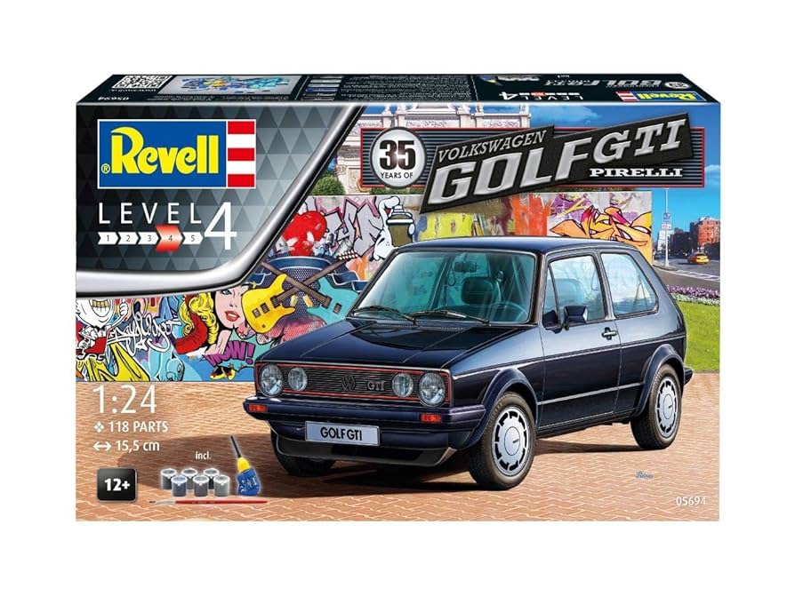 Revell VW GOLF GTI 1/18スケール ミニカー Amazon.com: Revell Model Kit - VW Golf 1 GTI Pirelli Car 35