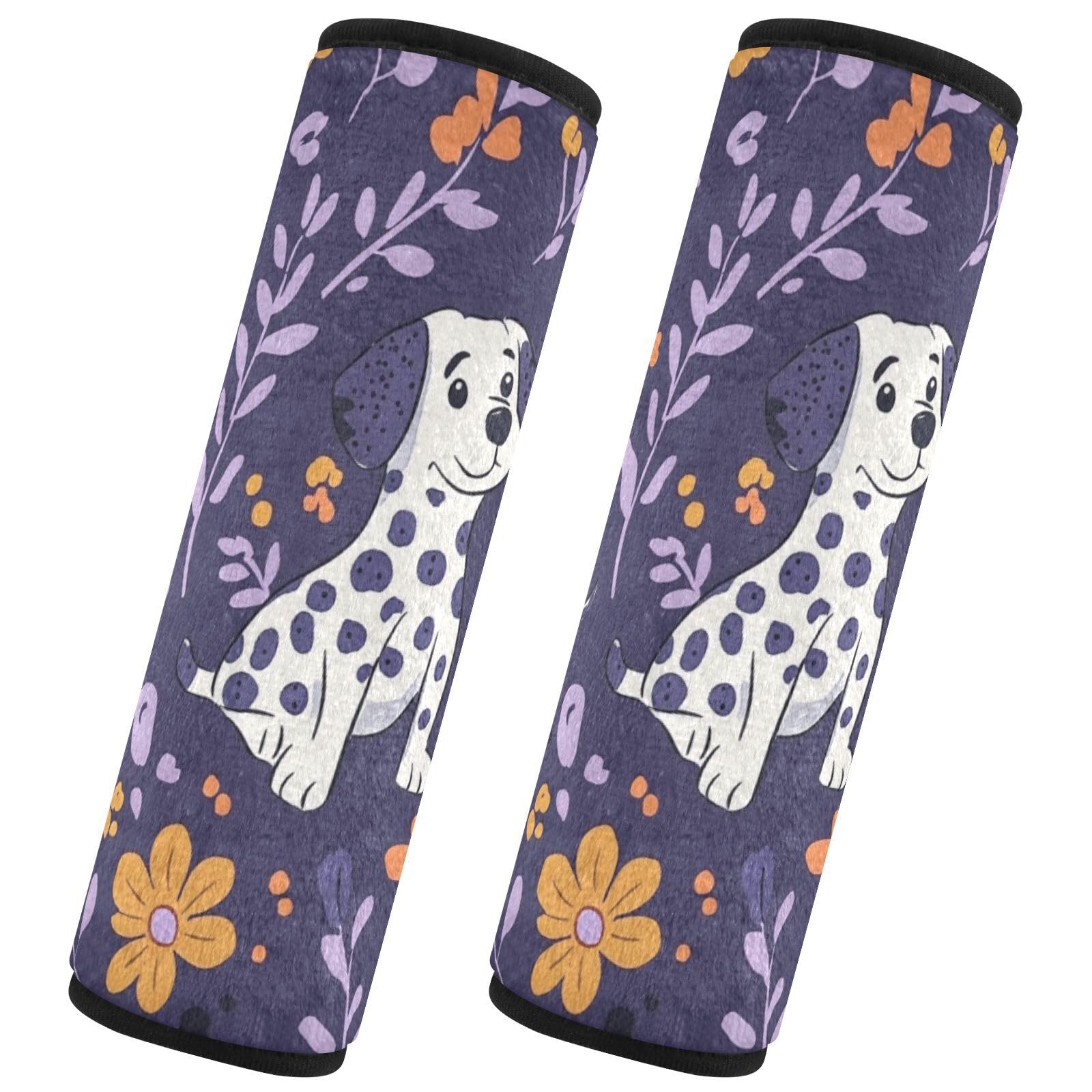 Seat Belt Covers 2 Pack Cute Dalmatian Dog Car Seat Strap Covers Super Soft Flowers Car Seat Neck Cover for Boys Girls Adults Babies S