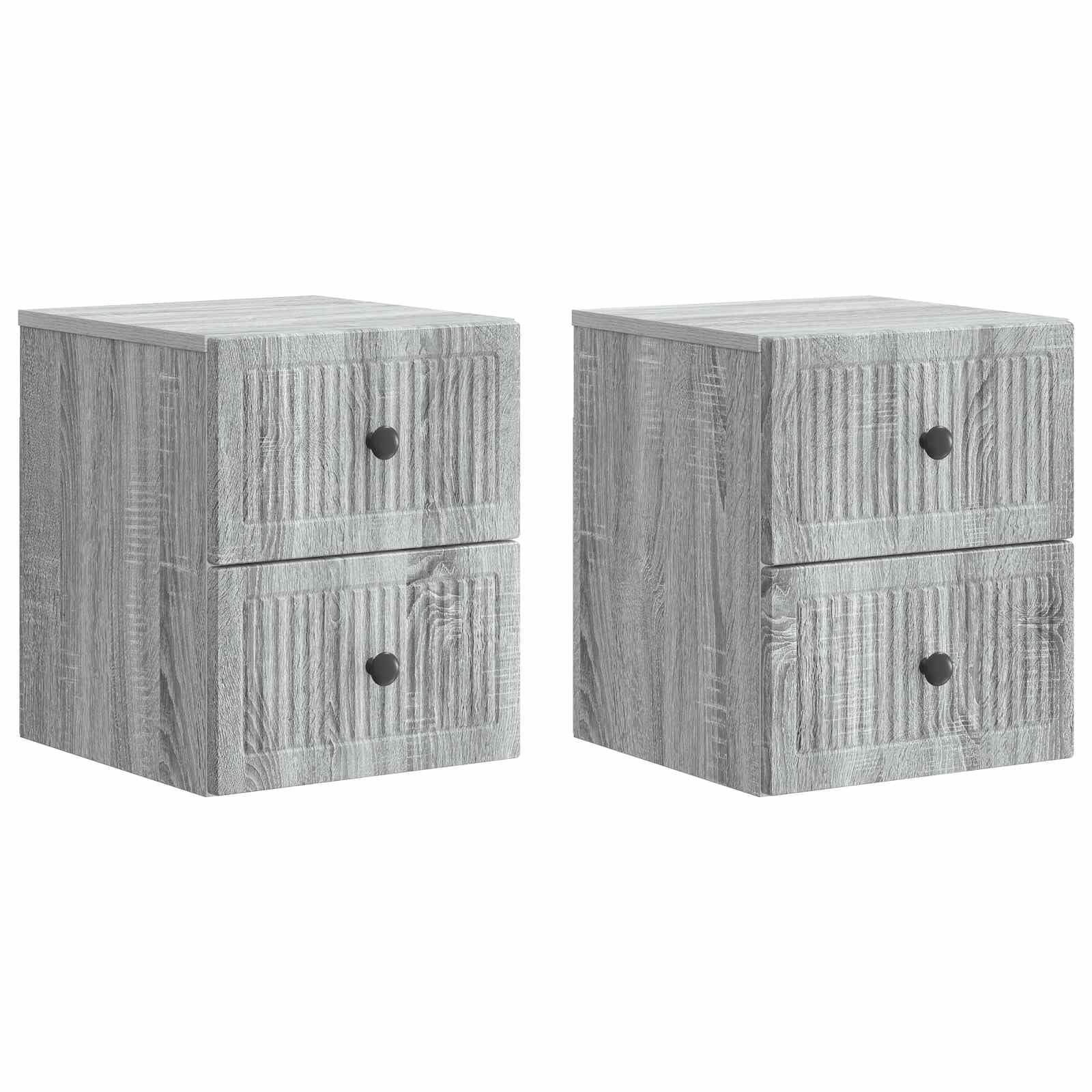 Set di 2 comodini montati a parete, grigio Sonoma, 33 x 34,5 x 40