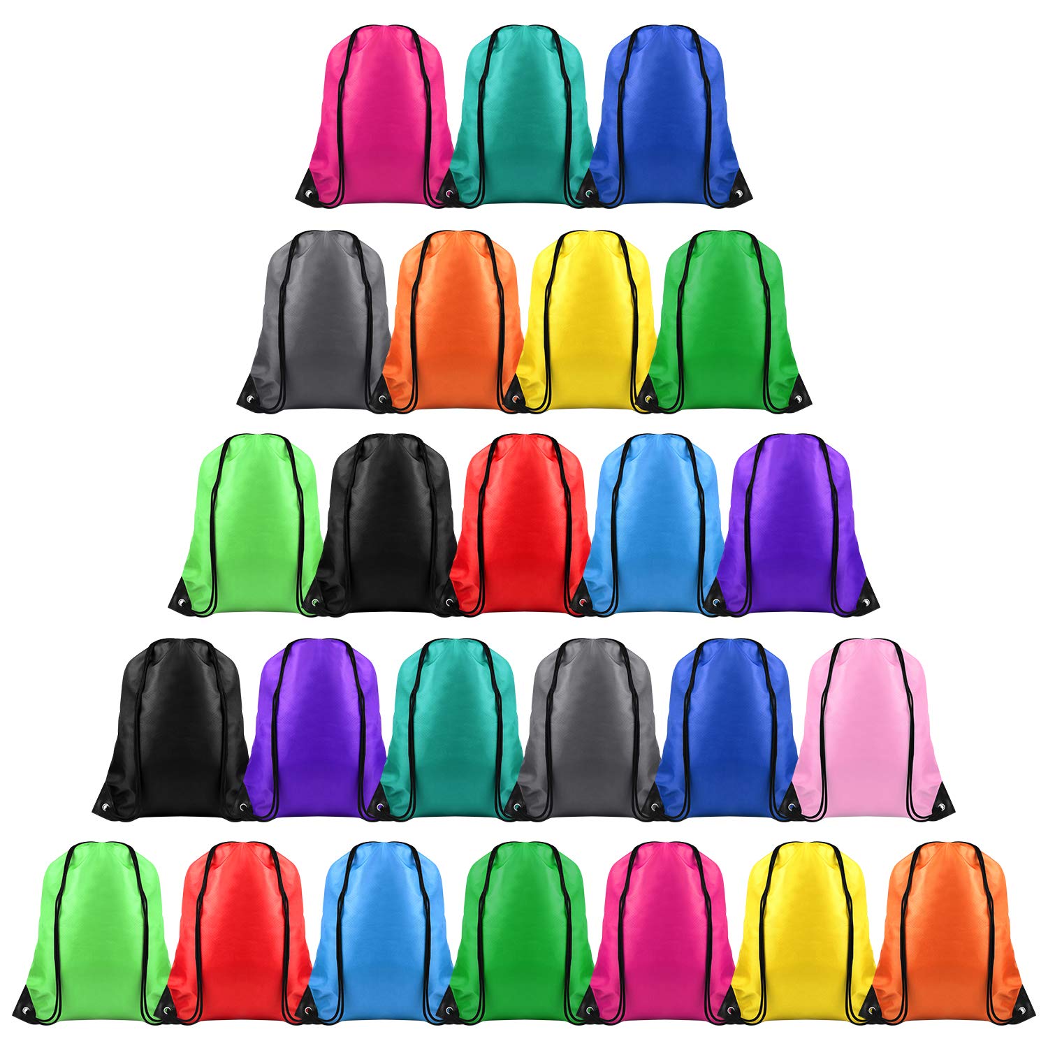 PLULON 25 Pcs Drawstring Bags Bulk Drawstring Backpack Colorful String Backpack Cinch Sack Sport Gym Backpack Bags for Yoga Traveling Outdoor Sports
