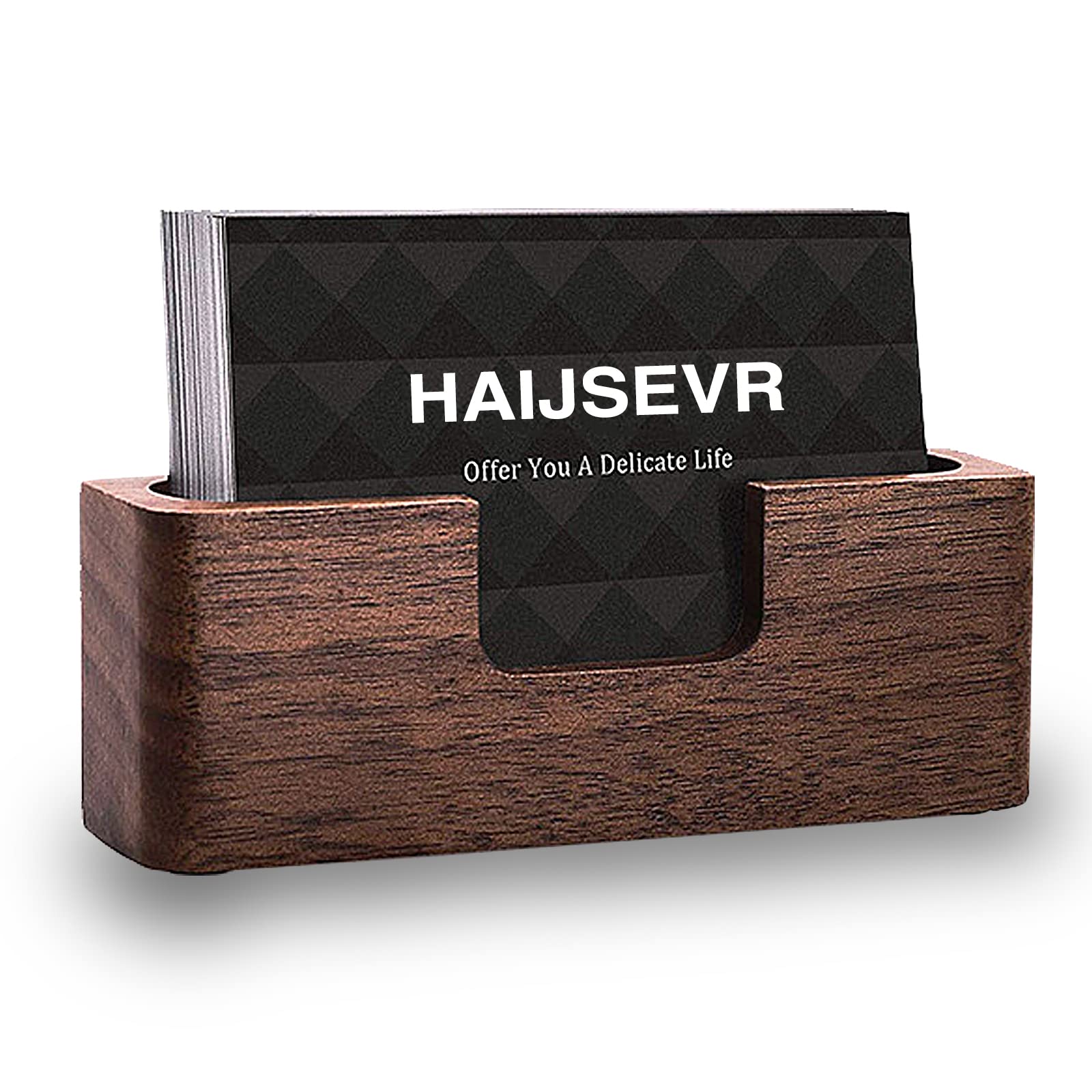 Amazon.com : Walnut Wooden Business Card Holder Stand Desk Slim Card  Organizer Display Holder Women Men Vertical Office Tabletop Business Card  Stand : Office Products