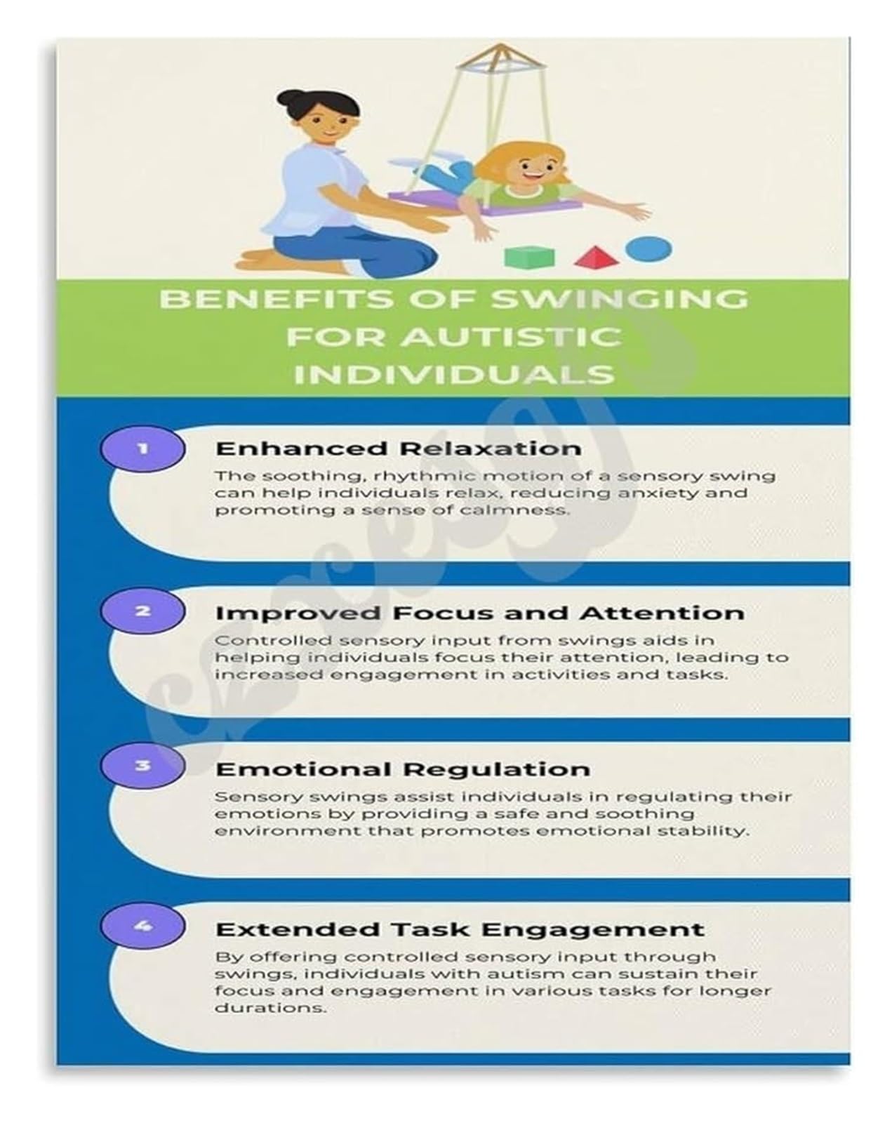 Calming Movement Poster Swinging for Sensory Regulation and Focus Canvas Wall-Art for Bedroom or Office Decor Mindfulness Art(Unframed,12x18inch(30x45cm))