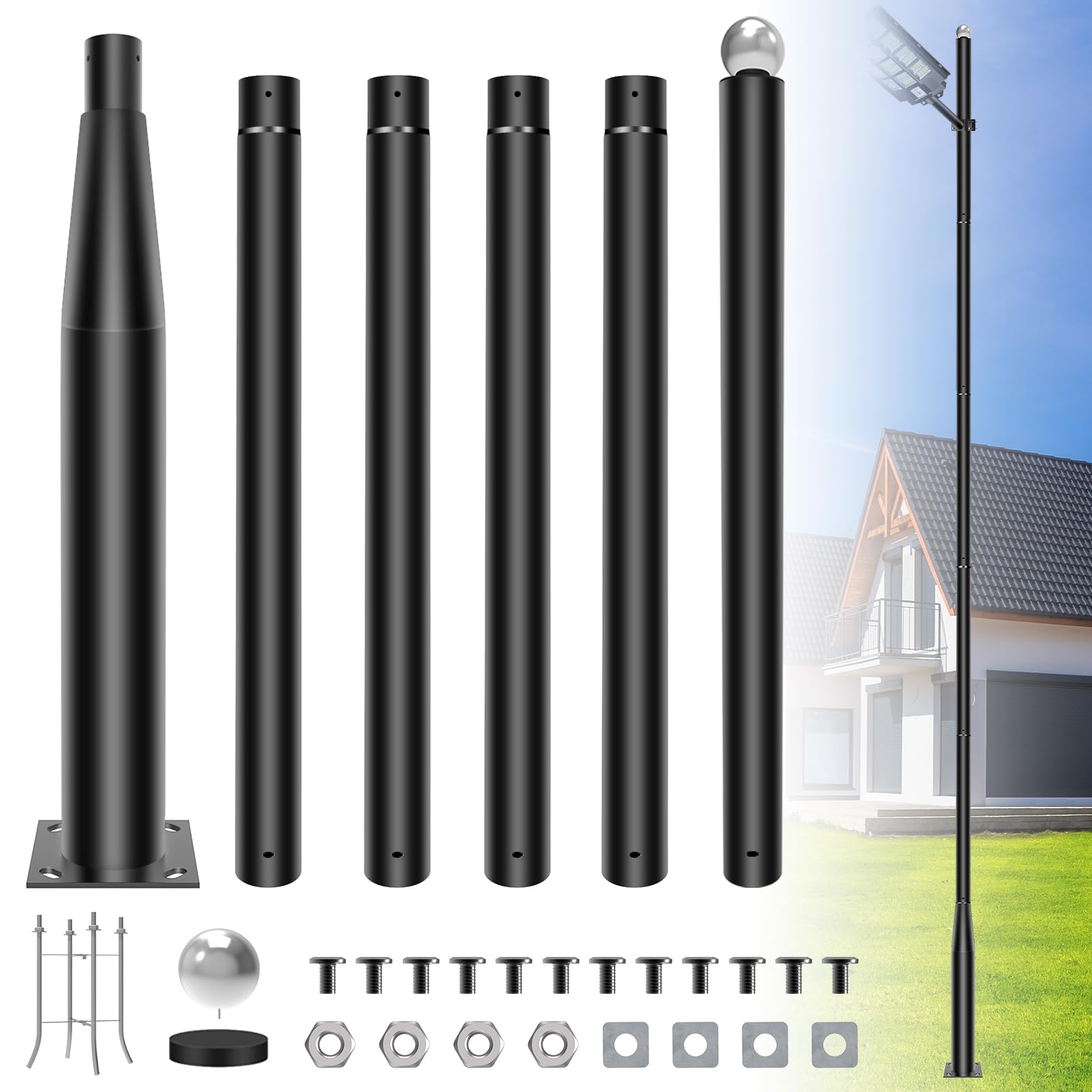 View 1 of *** MISSING PARTS / PARTS ONLY *** 
CEDIO 20ft Solar Street Light Pole