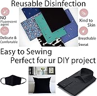 Vista 2 de Master FAB - Tela negra 100% de algodón, tela popelina por yarda para coser, manualidades, diseño de moda, estampado floral, tela lavable (negro)