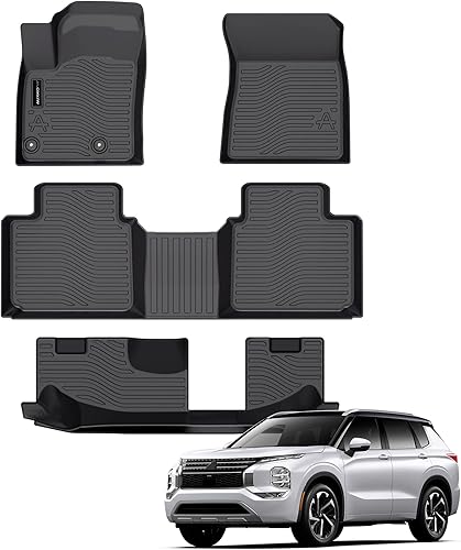 Auxko Alfombrillas para todo tipo de clima, aptas para Mitsubishi Outlander 2022, 2023, 2024 (no phev o deporte), forros de goma de elastómero