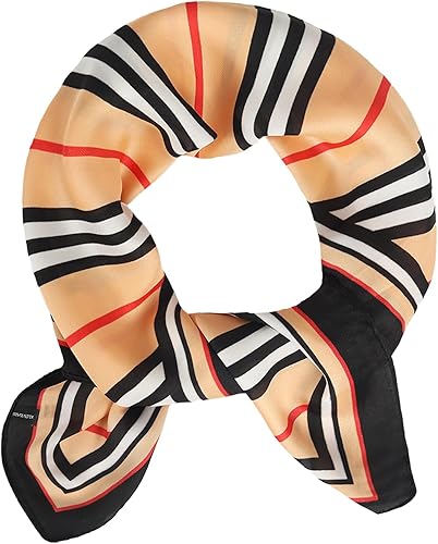 Miniatura 2 de EXTREE Pañuelo de satén sedoso de moda para mujeres y niñas exquisito patrón ligero seda elegante bufandas 27.5 x 27.5 pulgadas