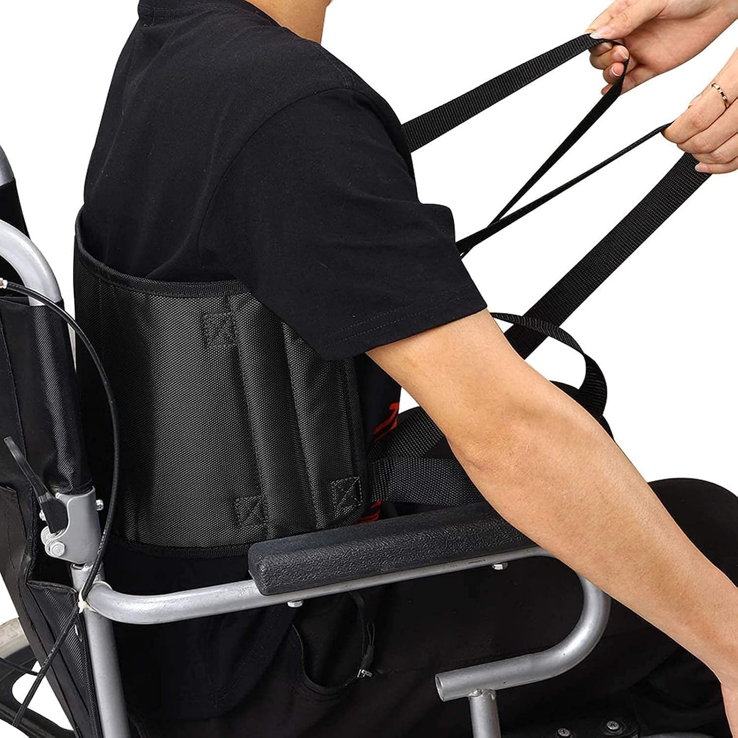 Transfer Belt for Elderly, Patient Lifting Aid, Padded Lift Sling with Handles, Standing Assistance for Seniors, Mobility Support for Disabled, Black Therapy Strap