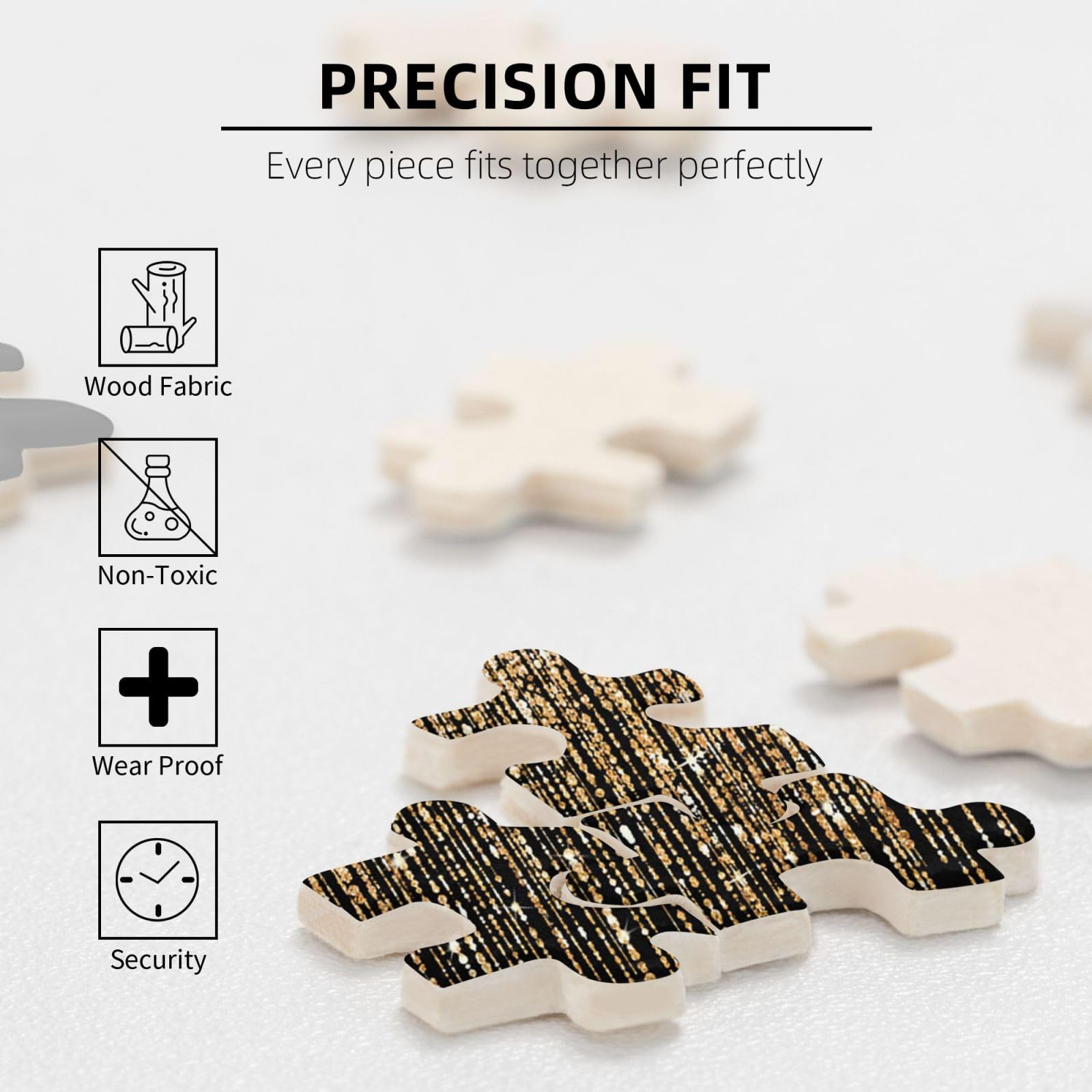 Nero Oro Scintillante Frange Glitter, Puzzle da 1000 Pezzi per Adulti Puzzle Impegnativi, Puzzle