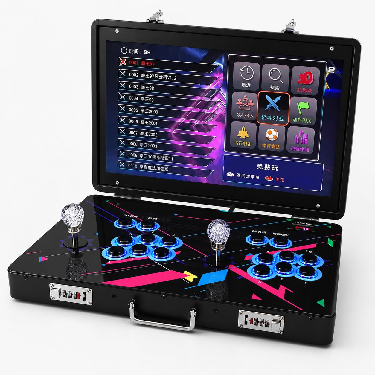 Console di gioco arcade retrò portatile, scatola pieghevole in metallo 35000-in-1 con schermo da 21 pollici, funzione di ricerca, nascondi e pausa