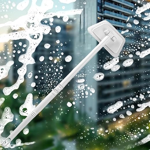 Tub Tile Scrubber Cleaning Brush - Adjustable Long Handled Window Screen Cleaner Tool Sponge on a Stick for Cleaning