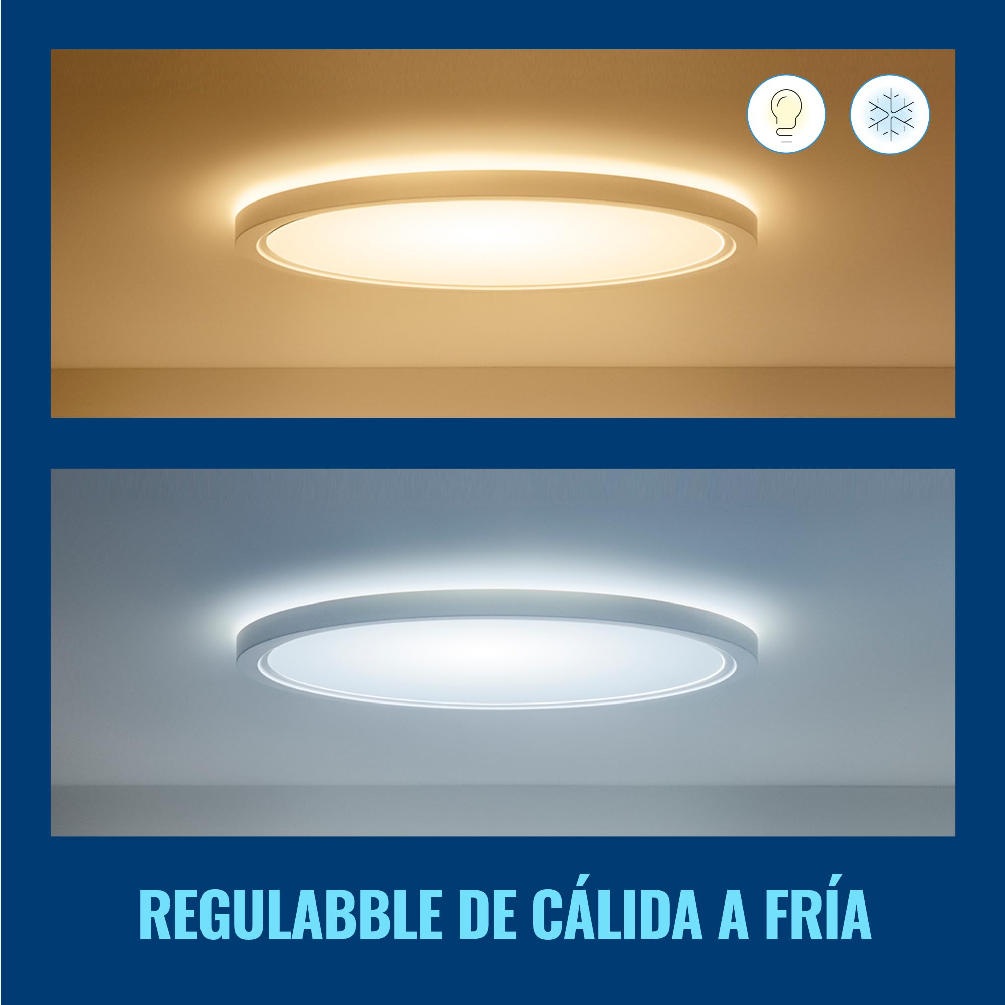 WiZ - Plafón led inteligente SuperSlim 22W a todo color, Wi-Fi, compatible con Alexa y Google Home, tecnología SpaceSense y Matter, Blanco
