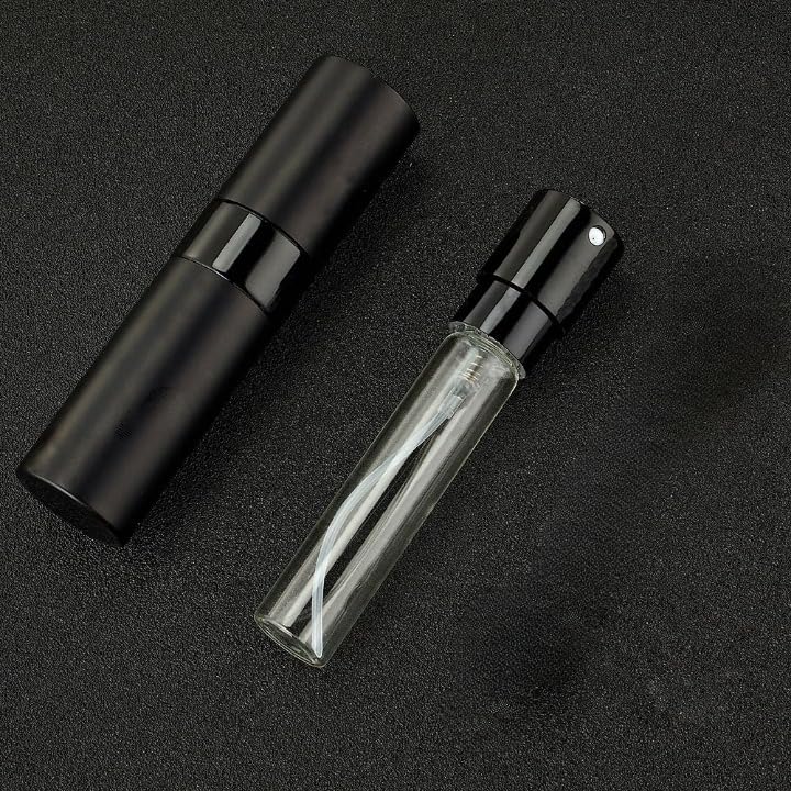 Image of 10ML Mini Perfume Atomizer Spray Bottle, Empty Refillable Glass Travel Cologne Sprayer for Men & Women with Refill Tools (Black-2)