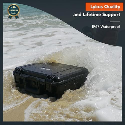 Miniatura 7 de Lykus HC-4420 - Funda rígida impermeable con inserto de espuma personalizable, tamaño interior de 17.32 x 11.42 x 6.69 pulgadas, adecuada para