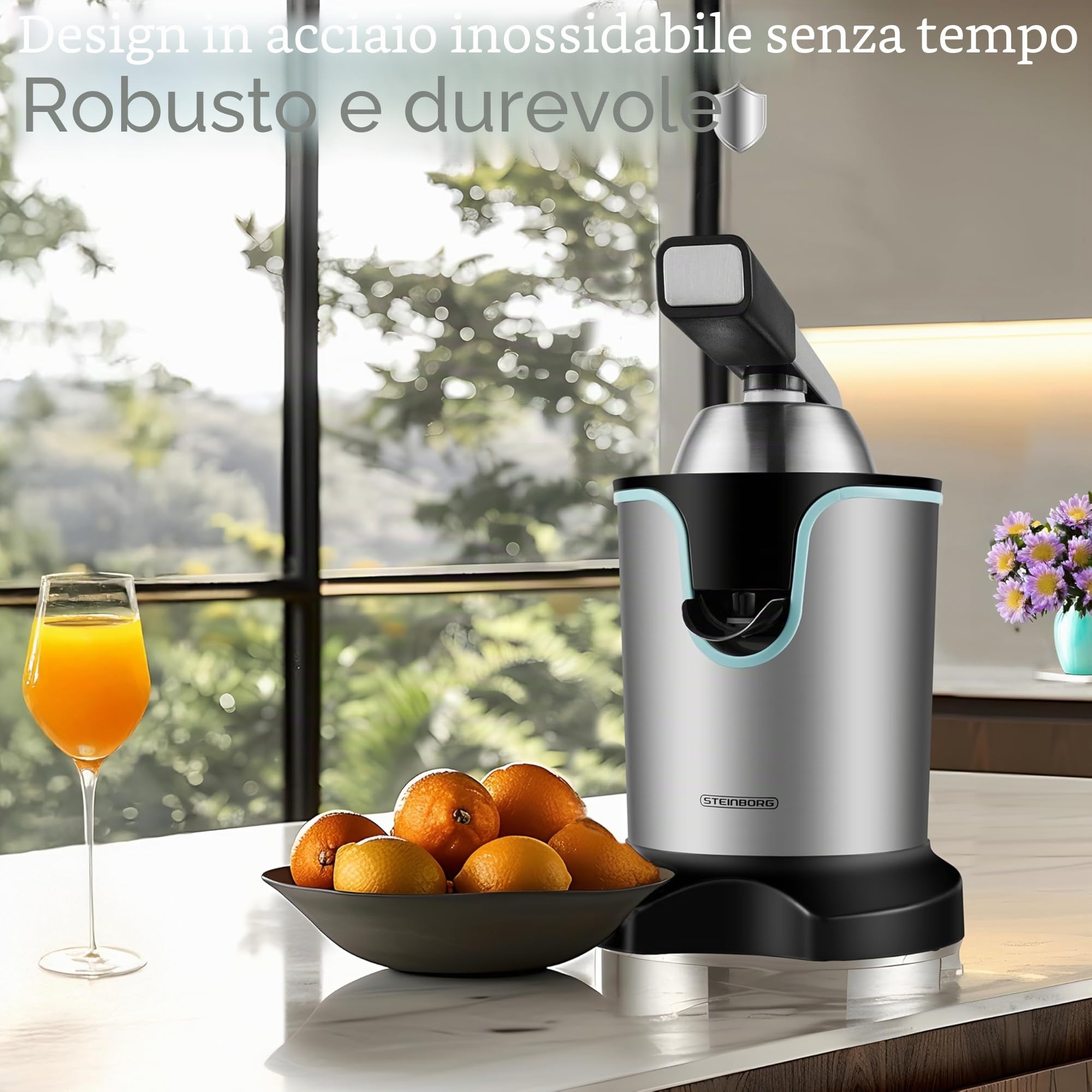 Spremiagrumi elettrico 800 Watt, motore a lunga durata, in acciaio inox, spremiagrumi elettrico, per auto, start-stop, spremiagrumi, lavabile in lavastoviglie, spremiagrumi, spremiagrumi