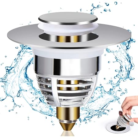 2 Pièces Bonde De Lavabo Universelle Pop-Up En Acier Inoxydable - Filtre Anti-Cheveux 30-40 Mm