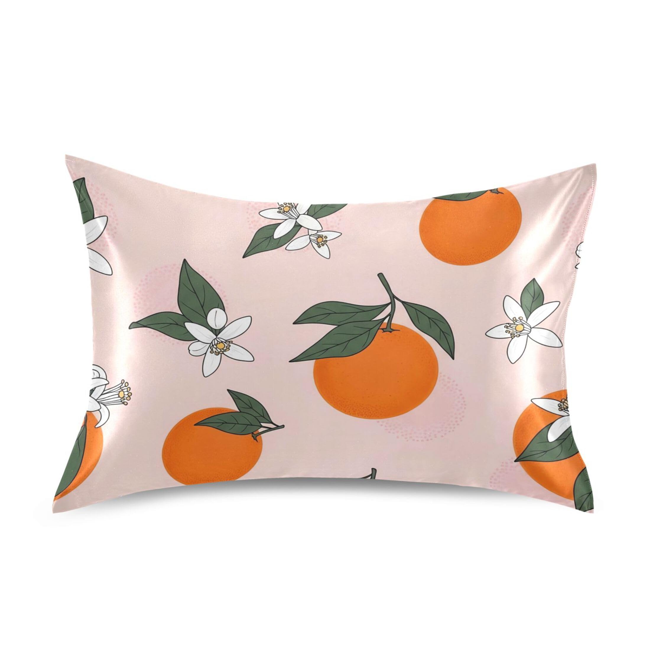 Fuauuyl Pillowcase King Size 20x40 in, Oranges Soft Breathable Satin Pillow Case for Hair and Skin with Envelope Closure Wrinkle-Free