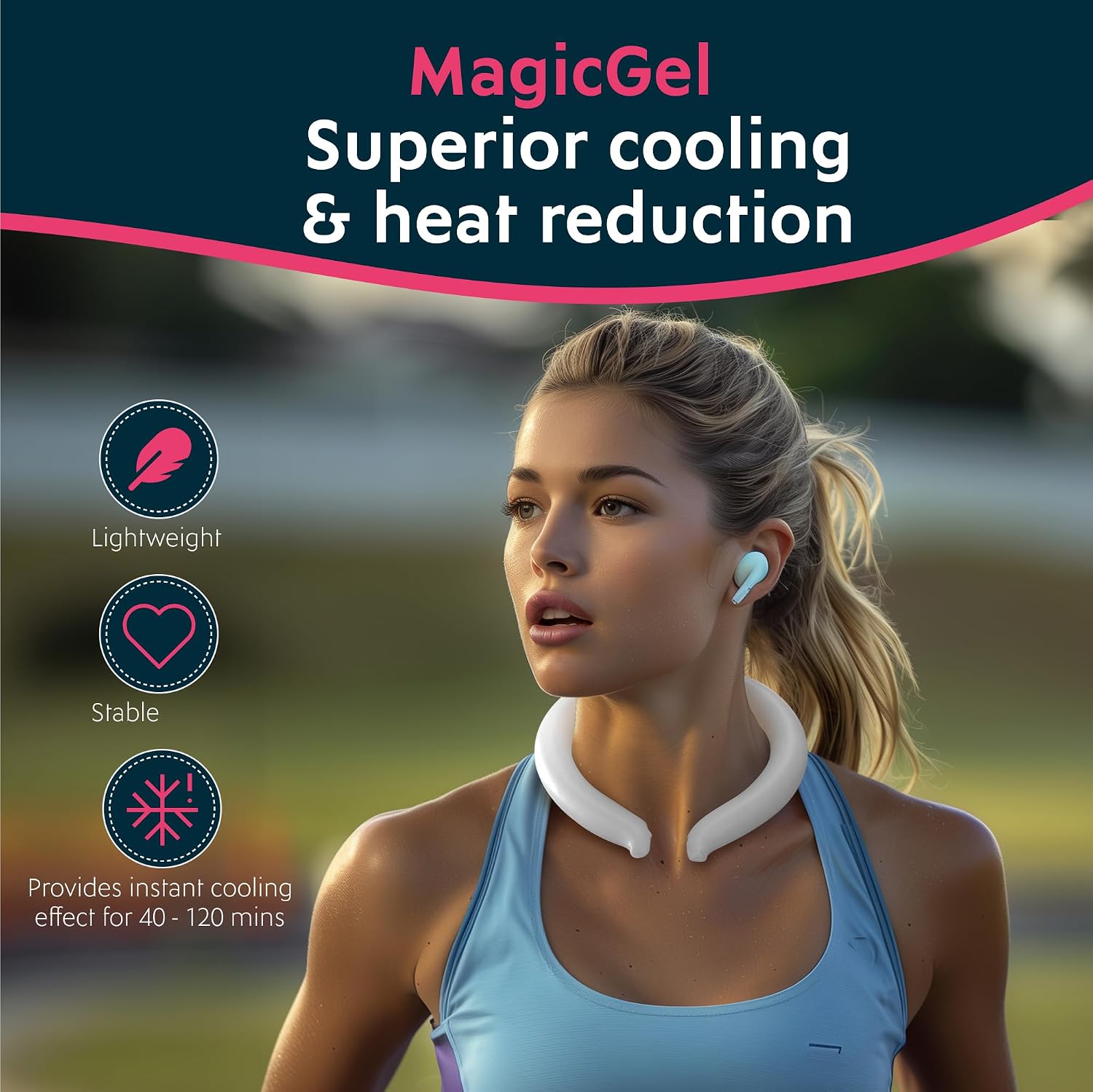 Magic Gel Neck Ring Coolers - Wearable Neck Cooling Ice Pack - Reusable Cool Body Cooler Tube - Cold Gel Wrap Ice Packs for Necks - Perfect for Athletes or Outdoor Workers - White
