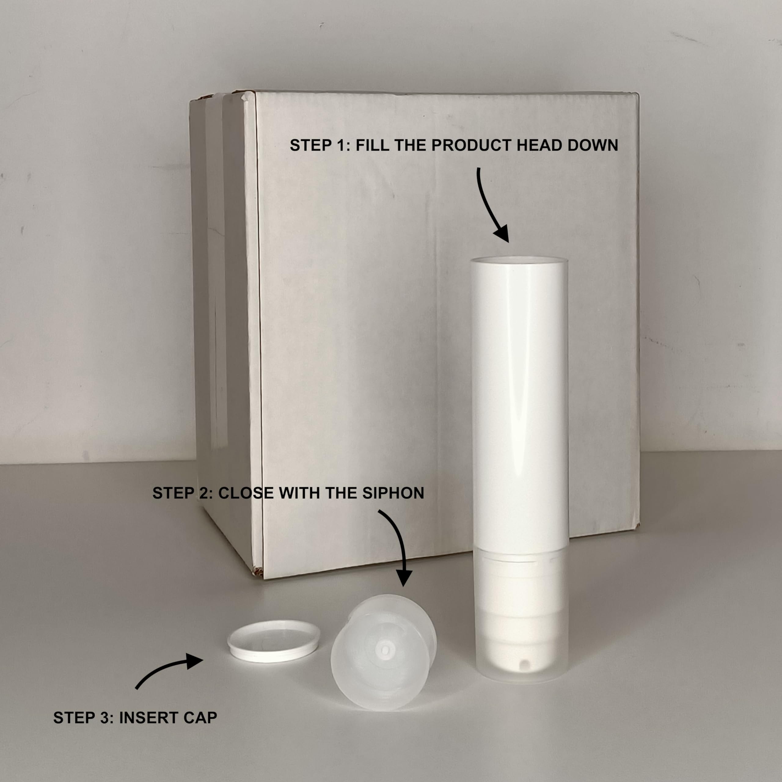 Generico BOX 20 Pezzi 100ml - NON RICARICABILE - Flacone Airless Bianco da 100 ml con Dosatore, Bottiglie con Pompa Vuote, Contenitori per Viaggio Cosmetici - NESSUN TUBO INTERNO
