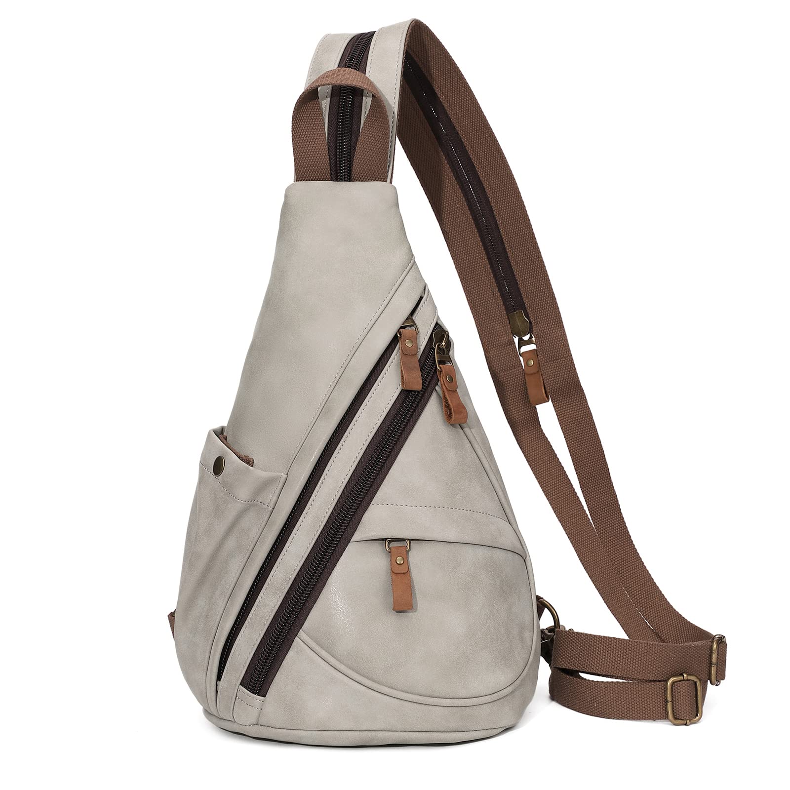 KL928 PU Leather Sling Bag - Small Crossbody Backpack Shoulder Casual Daypack Rucksack for Men Women
